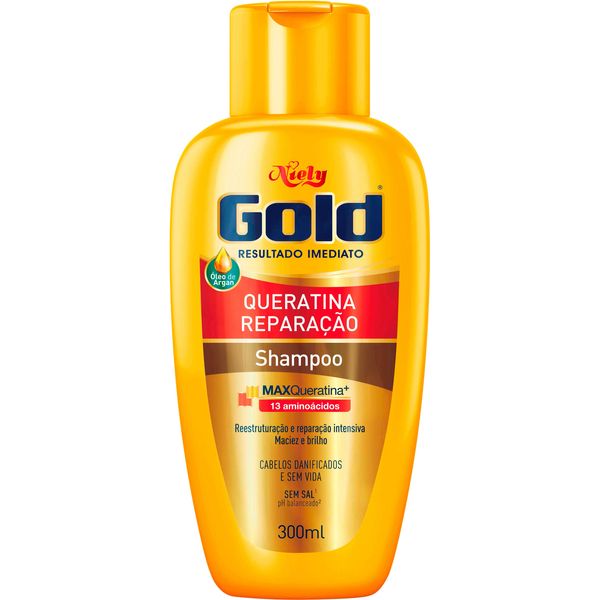 Shampoo Niely Gold Queratina Reparação Frasco 300ml