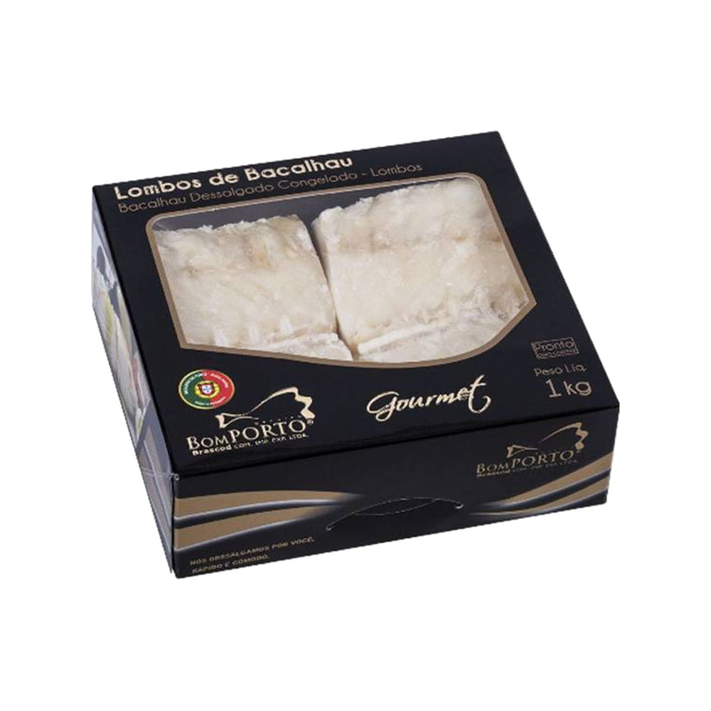 Lombo de Bacalhau Gourmet BOM PORTO Dessalgado Caixa 1kg patiogourmet