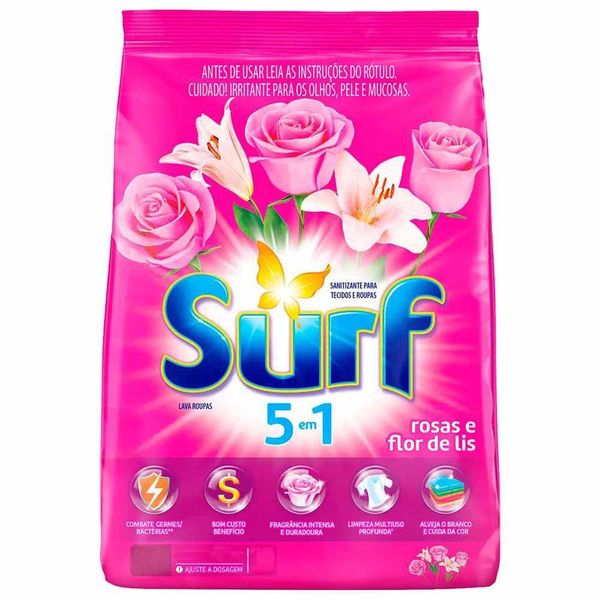 Detergente em Pó Surf Rosas Flor de Lis Pacote 800g