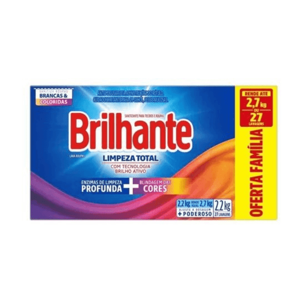 Detergente em Po BRILHANTE Limpeza Total 2,2Kg