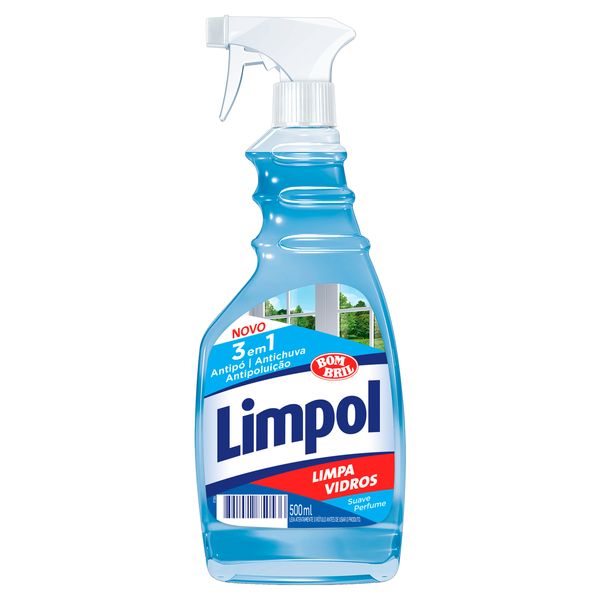 Limpa-Vidro Líquido 3 em 1 Suave Limpol Frasco Borrifador 500ml Limpa-Vidro Líquido 3 em 1 Suave Limpol Frasco Borrifador 500ml