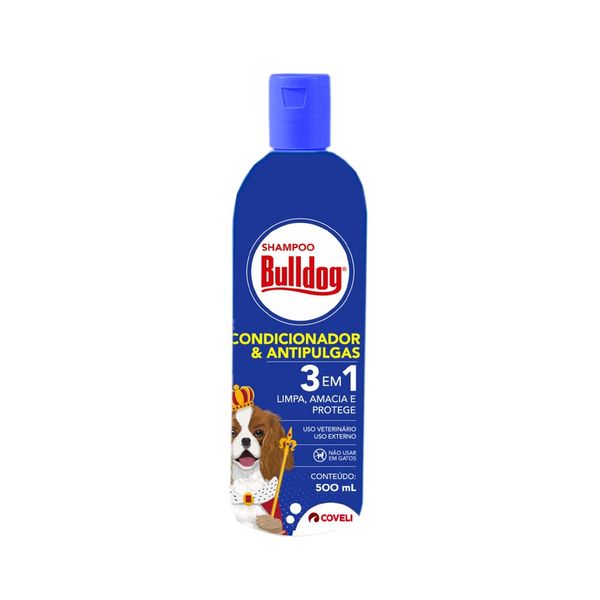 Shampoo BULLDOG Condicionador e Antipulgas 3 em 1 para Cães Frasco 500ml