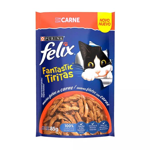 Ração Úmida para Gatos FELIX Fantastic Tiritas Carne Adulto Sachê 85g
