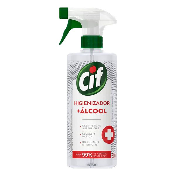 Álcool Líquido Higienizador Cif Frasco Borrifador 500ml