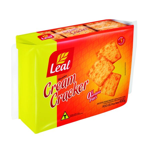 Biscoito Cream Cracker LEAL Tradicional Pacote 400g Biscoito Cream Cracker LEAL Tradicional Pacote 400g