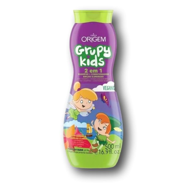 Shampoo Infantil Grupy Kids 2 em 1 Brilho Iluminado Origem Frasco 500ml