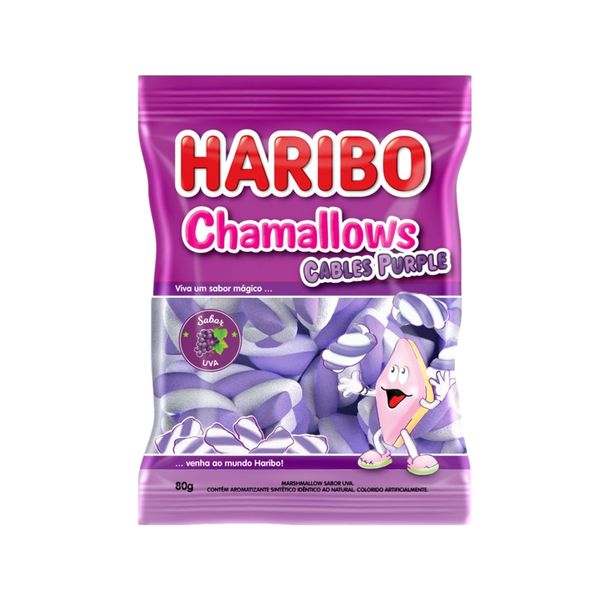 Marsh Haribo Chamallows Cables Purple Sabor Uva Pacote 80g