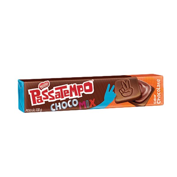 Biscoito PASSATEMPO Recheado sabor Chocomix Pacote 130g