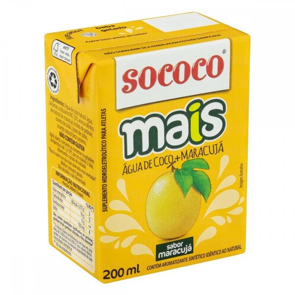 Água de Coco + Maracujá Sococo Caixa 200ml