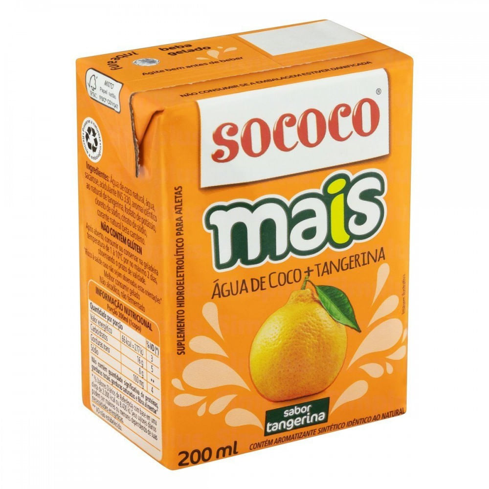 Água de Coco + Tangerina Sococo Caixa 200ml