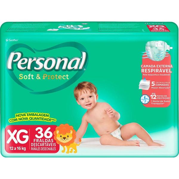 Fraldas PERSONAL Soft Protect Mega XG Pacote 36un