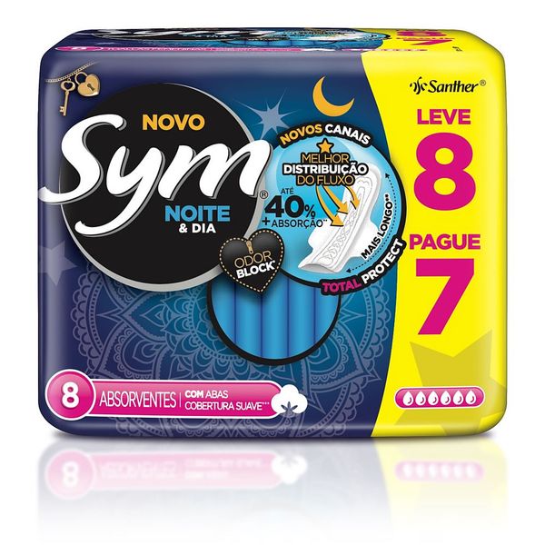 Absorvente Sym Suave Com Abas Noite e Dia Leve8 Pague7un