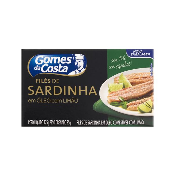 Filés de Sardinha com Óleo e Limão GOMES DA COSTA Caixa 85g Filés de Sardinha com Óleo e Limão GOMES DA COSTA Caixa 85g