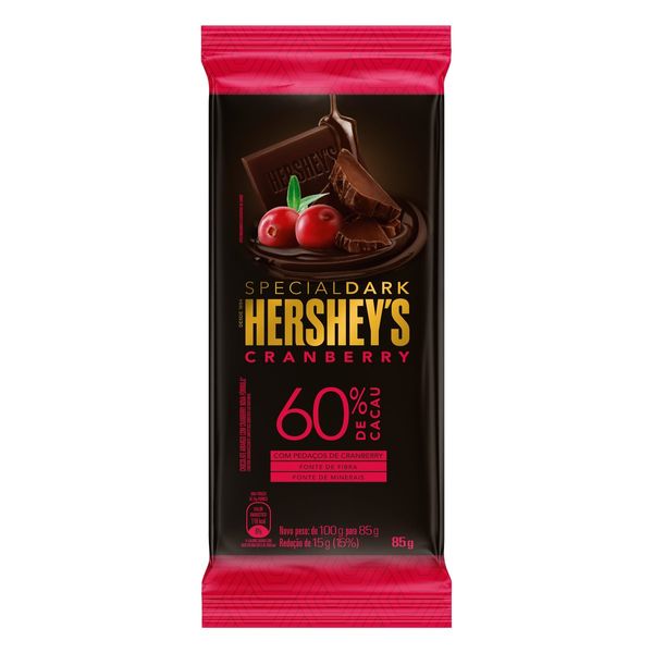 Chocolate Amargo 60% Cacau Cranberry HERSHEY'S Special Dark Tablete 85g