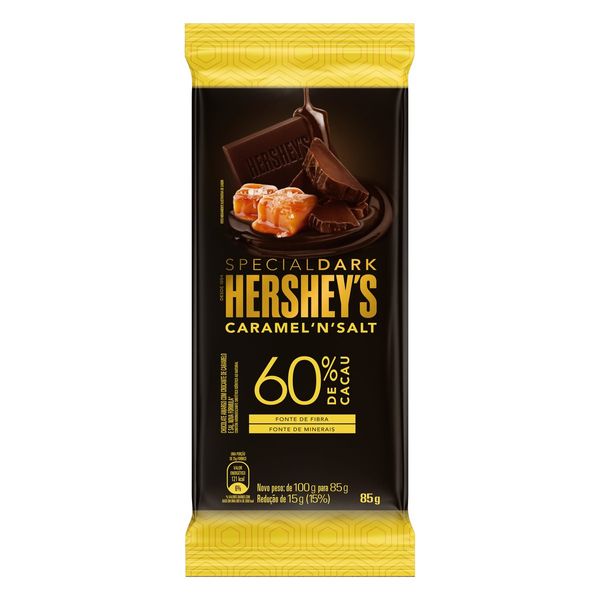 Chocolate Amargo HERSHEY'S 60% Cacau Caramel 'n' Salt Special Dark Tablete 85g