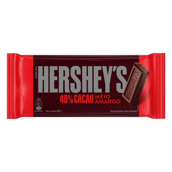 Chocolate Meio Amargo  HERSHEY'S 40% Cacau Tablete 92g Chocolate Meio Amargo HERSHEY'S 40% Cacau Tablete 92g