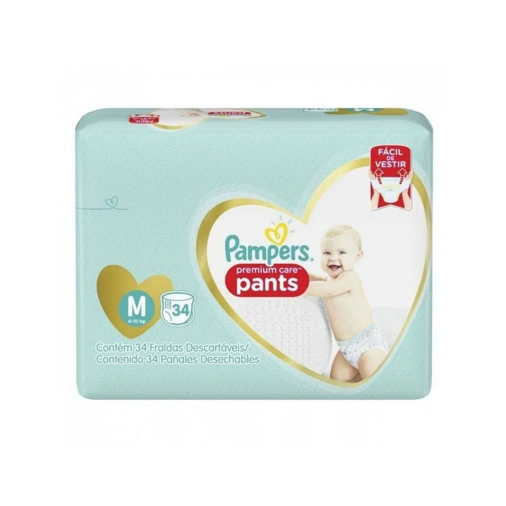 Fralda Infantil Pampers Pants Premium Care Tamanho M Pacote 34un