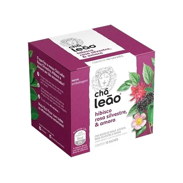 Chá LEÃO Hibisco Rosa Silvestre & Amora Caixa 10un