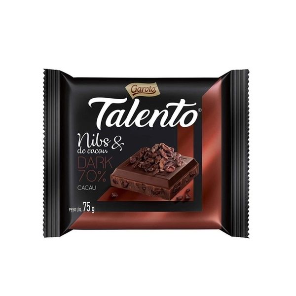 Chocolate Talento Dark Nibs de Cacau Garoto Tablete 75g