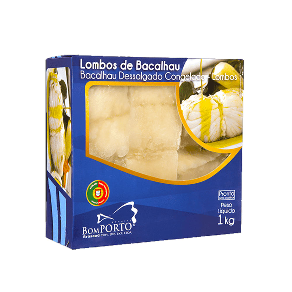 Lombo de Bacalhau BOM PORTO Dessalgado e Congelado Caixa 1kg - patiogourmet