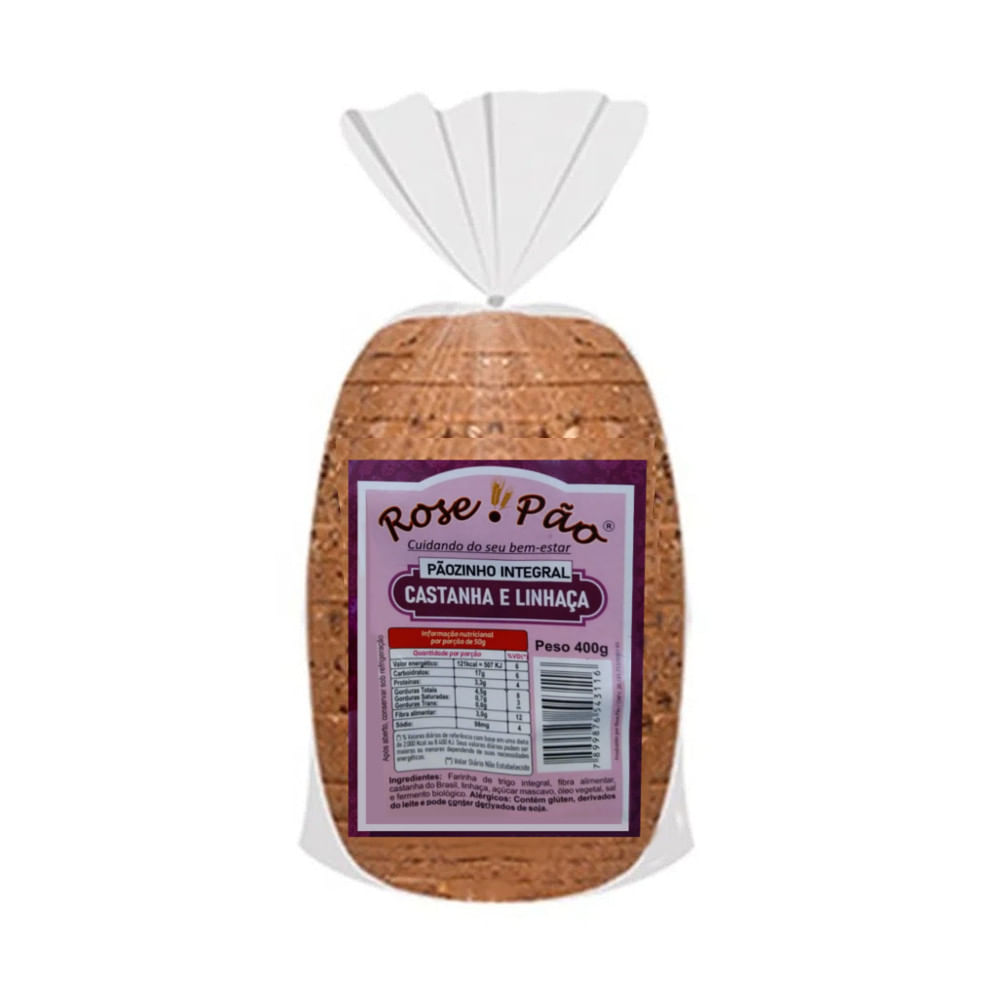 Pão integral ROSE PÃO Castanha e Linhaça Pacote 480g