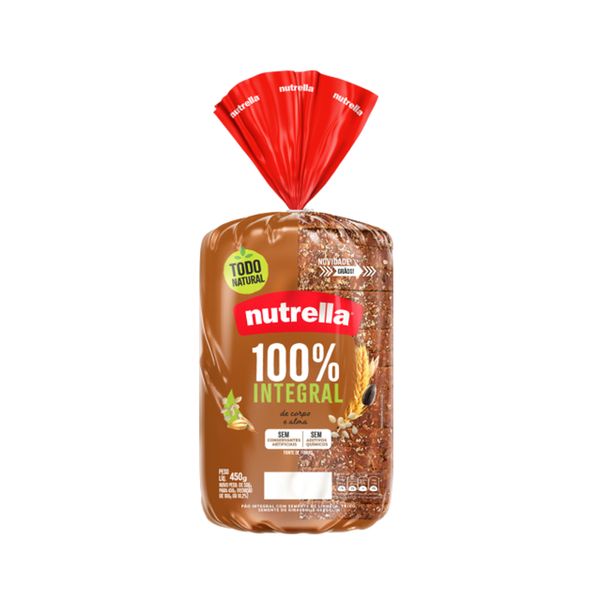 Pão de Forma NUTRELLA 100% Integral Pacote 600g Pão de Forma Integral SUPREME 100% NUTRELLA Pacote 600g