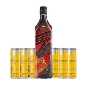 Kit Whisky JOHNNIE WALKER Song of Fire Garrafa 750ml 1un & Energético RED BULL Frutas Tropicais