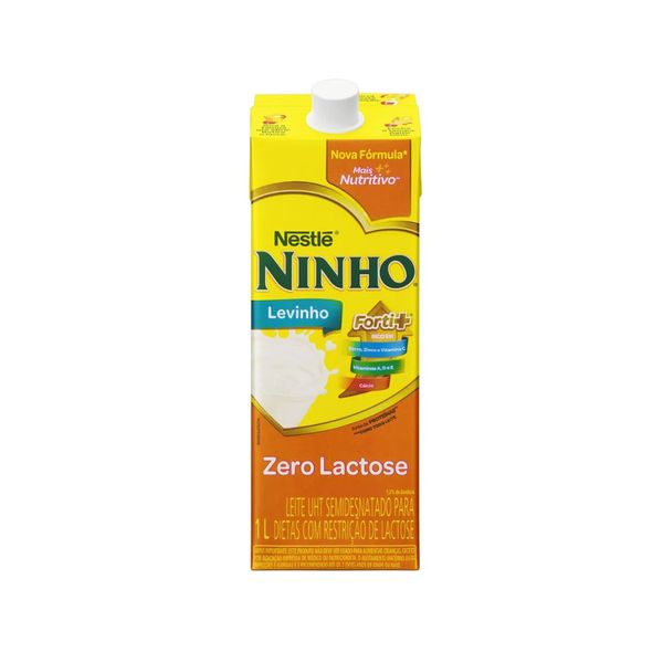 Leite NINHO UHT Semidesnatado Zero Lactose Nestlé Levinho Forti+ Caixa com Tampa 1L