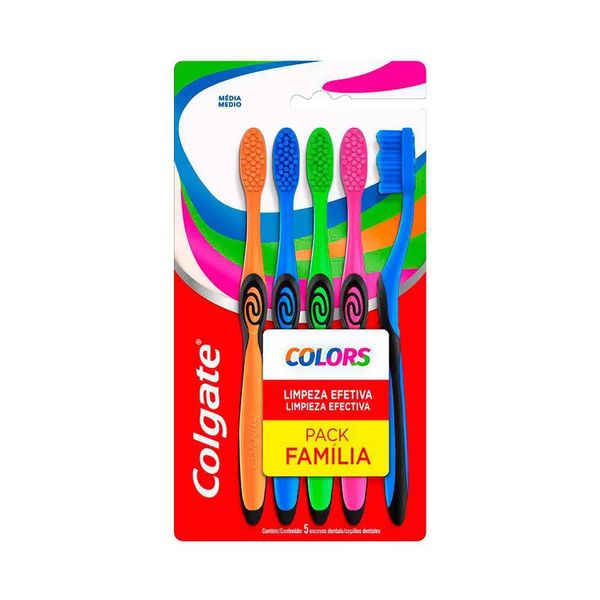 Escova Dental Média COLGATE Colors Pack 5un
