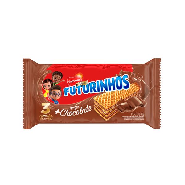 Biscoito Wafer CAPRICCHE Futurinhos Chocolate pacote 80g Biscoito Wafer CAPRICCHE Futurinhos Chocolate pacote 80g