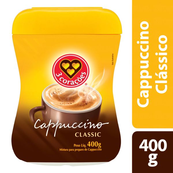 Cappuccino Classic 3 Corações Pote 400g