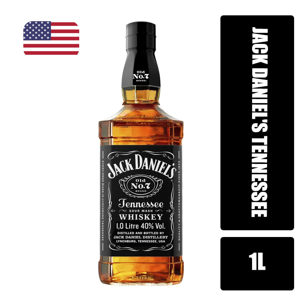 Whisky JACK DANIEL'S Tennessee Garrafa 1L - mercantilnovaera