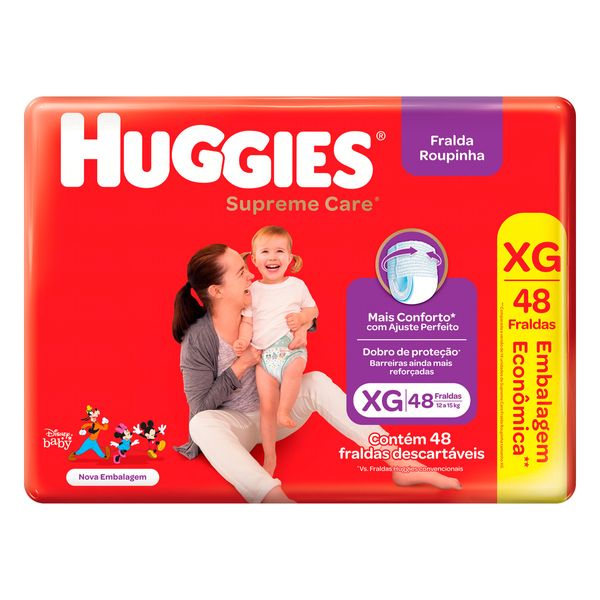 Fralda Descartável Infantil Roupinha Supreme Care XG HUGGIES Pacote 48Un