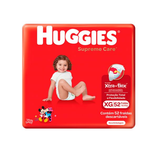 Fralda Descartável Infantil HUGGIES Supreme Care XG Pacote 52 Un