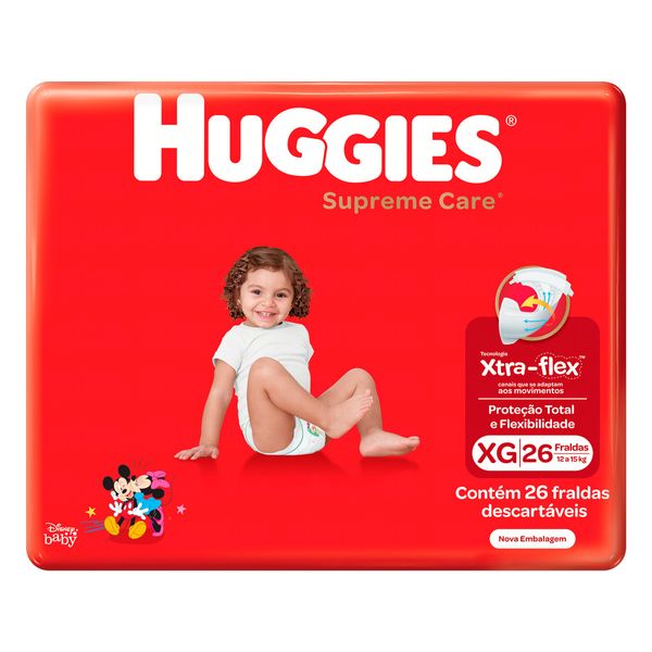 Fralda Descartável Infantil HUGGIES Supreme Care XG Pacote 26 Un