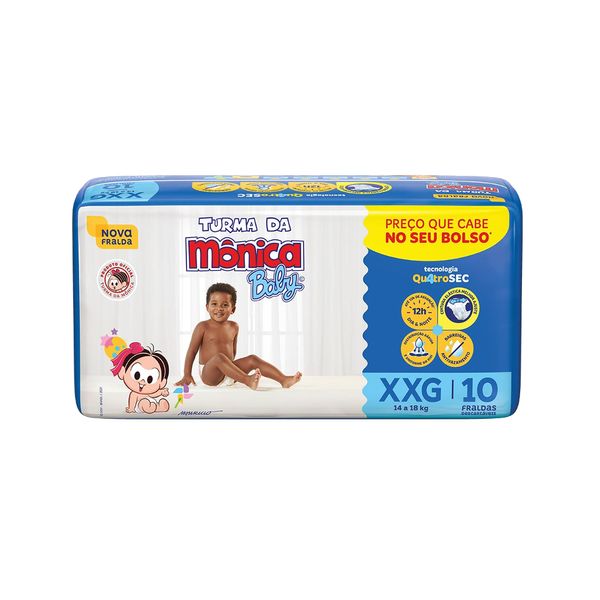 Fralda Descartável TURMA DA MÔNICA Baby Pacote XXG 10 Un