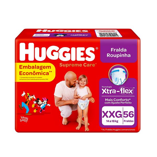 Fralda Descartável HUGGIES Roupinha Supreme Care XXG Infantil Pacote 56 Un