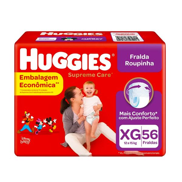 Fralda Descartável HUGGIES Roupinha Supreme Care XG Infantil Pacote 56 Un