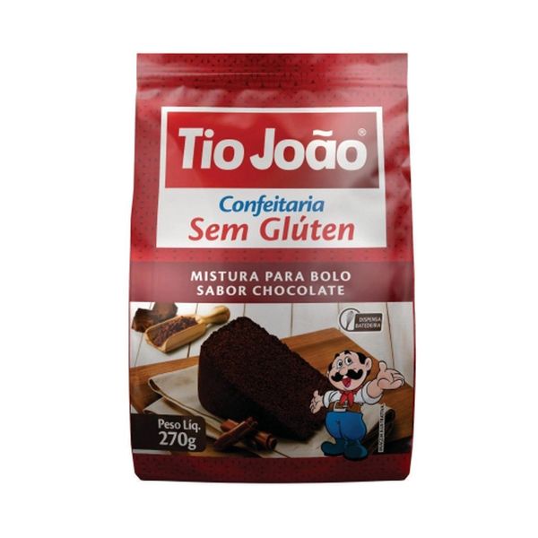 Mistura para bolo Tio João Sabor Chocolate Sem Glúten Pacote 270g