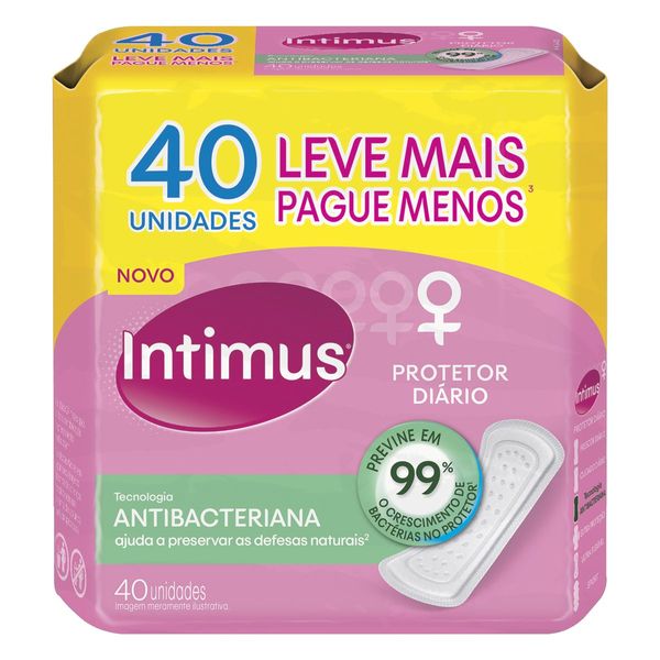 Protetor Diário sem Abas Intimus Antibacteriana Pacote 40 Unidades Leve Mais Pague Menos
