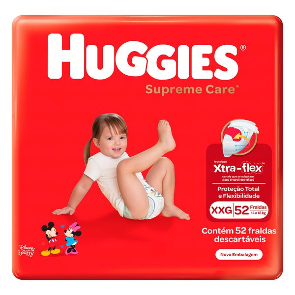 Fralda Descartável Infantil HUGGIES Supreme Care XXG Pacote 52 Unidadades