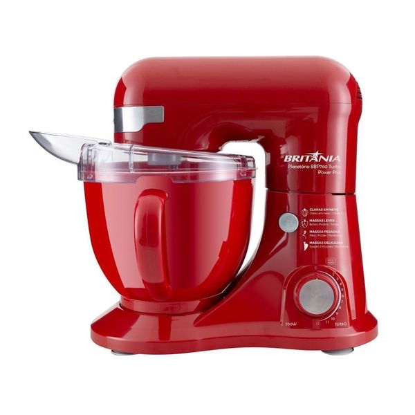 Batedeira Planetária BRITANIA BBP760T Power Plus Turbo 12 Velocidades Vermelho Caixa 700W