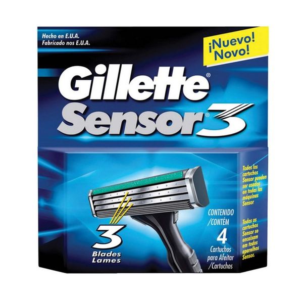 Carga de Barbear Descartável Gillette Sensor3 com 4 Unidades