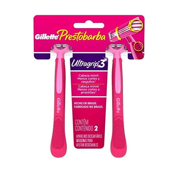 Aparelho de Barbear Descartável Gillette Prestobarba3 Ultragrip 2 Unidades Aparelho de Barbear Descartável Gillette Prestobarba3 Ultragrip 2 Unidades