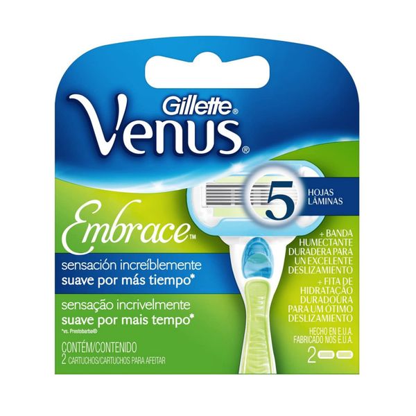 Carga para Aparelho de Depilar Descartável Gillette Venus Embrace 2 Unidades
