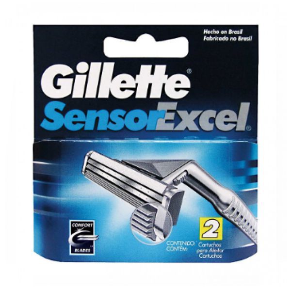Carga de Aparelho Descartável para Barbear Gillette Sensor Excel 2 Unidades