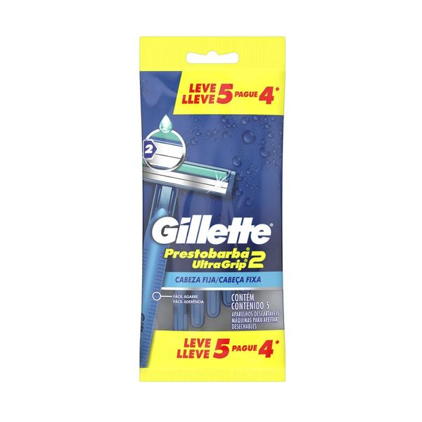 Aparelho de Barbear Descartável Gillette Prestobarba UltraGrip Leve 5 Pague 4 Unidades