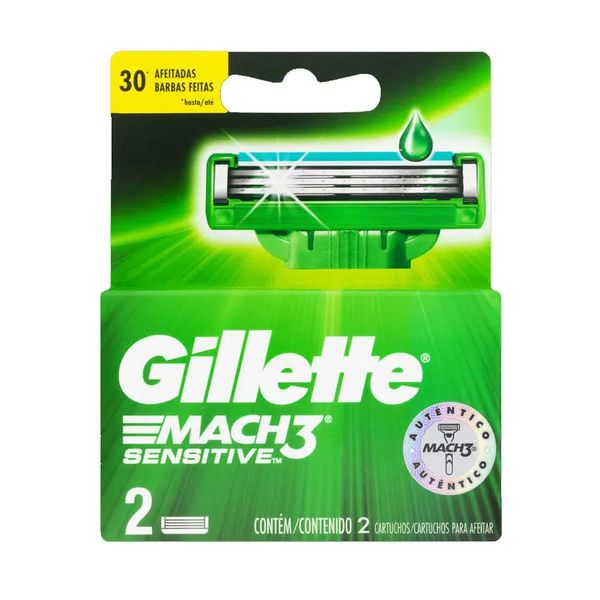 Carga para Aparelho de Barbear Descartável Gillette Mach3 Sensitive 2 Unidades