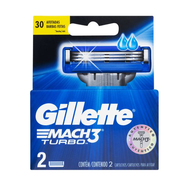 Carga para Aparelho de Barbear Gillette Mach3 Turbo 2 Unidades