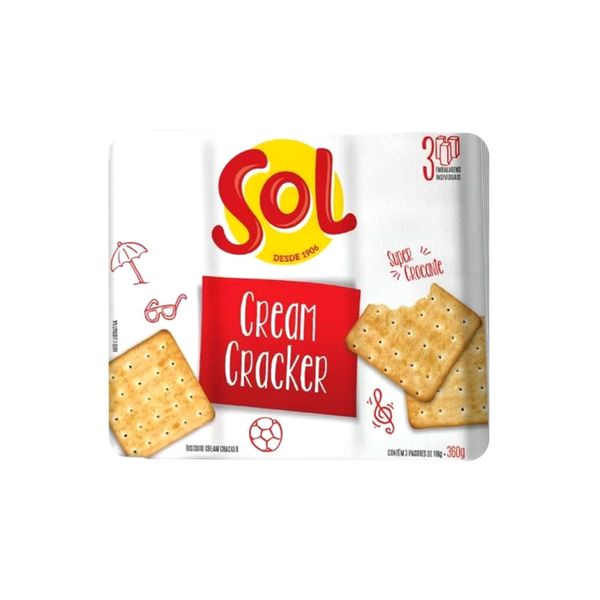 Biscoito Salgado SOL Cream Cracker Pacote 350g